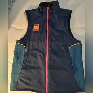 Adidas Vest Mens Medium Blue Fleece Lined Reversible Full Zip